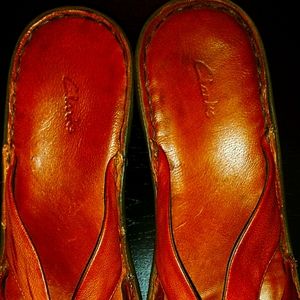 Clark's Pillar Brown Leather wedge sandals Size 9.5
